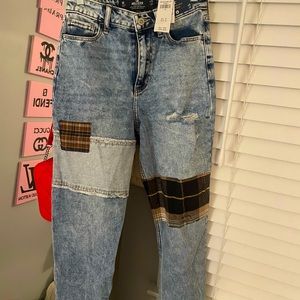 Hollister Jeans with Plaid Patches. Size 1 Regular.